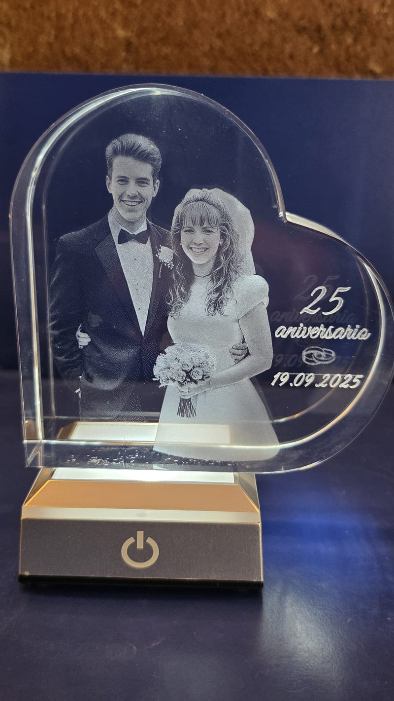 Corazones de Cristal Personalizados con Foto 3D - Barcelona Crystal